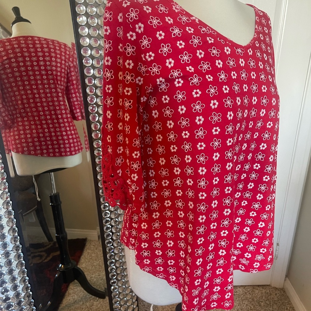 Red and white seersucker blouse